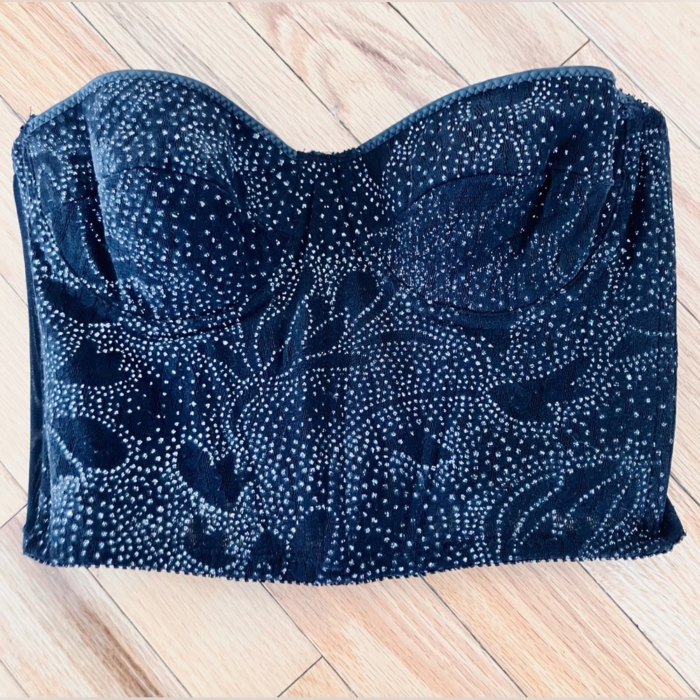 Elegant Strapless sequin Bustier - Black
